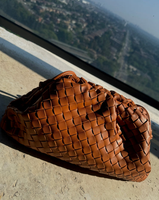 Cognac Woven Cloud Bag