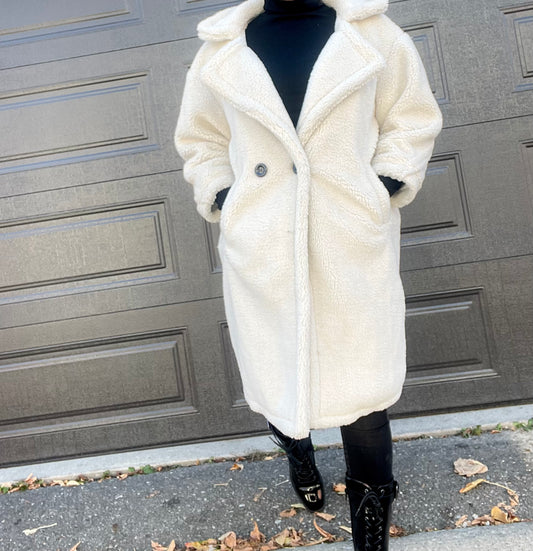 Teddy Long Coat- Ivory