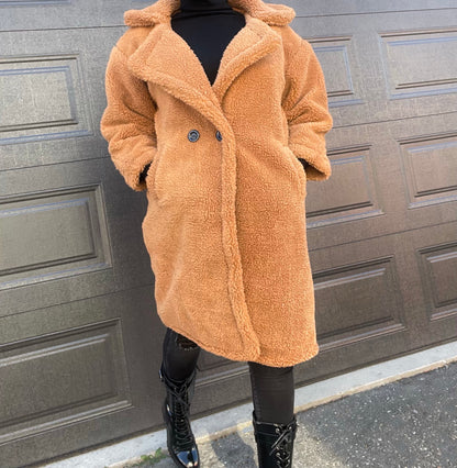 Teddy long coat-Tan